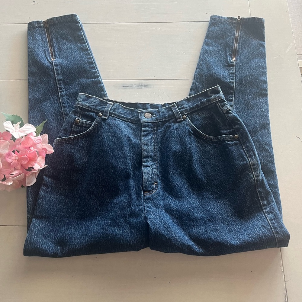 Vtg Levi’s Women’s Acid Wash Back Zippers High Rise Tapered 13 Y2K 90 Preppy